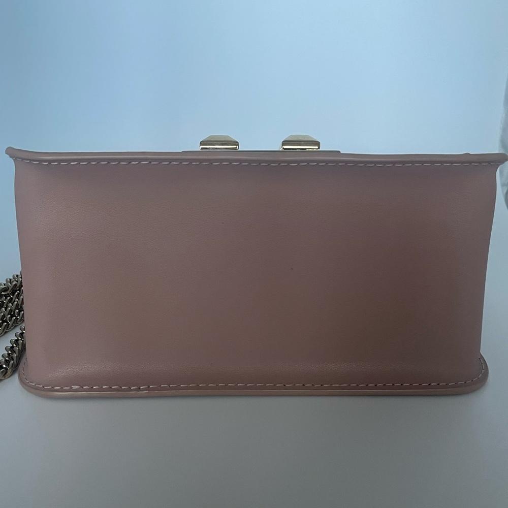 Furla Metropolis Mini Studded Leather Crossbody Blush Pink Saffiano Chain Bag - Picture 10 of 15